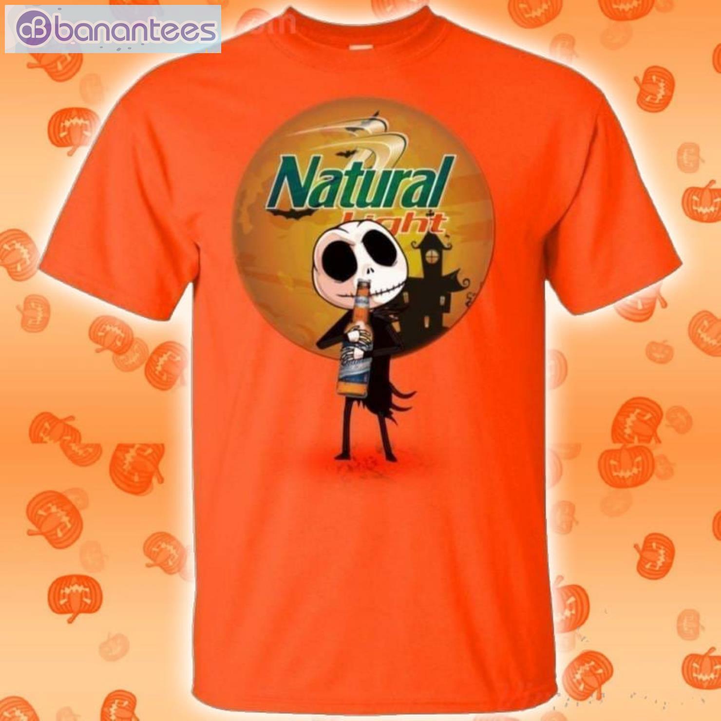 Jack Skellington Hold Natural Light Beer Halloween T-Shirt Product Photo 2 Product photo 2