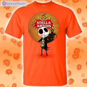 Jack Skellington Hold Stella Artois Beer Halloween T-Shirt Product Photo 2