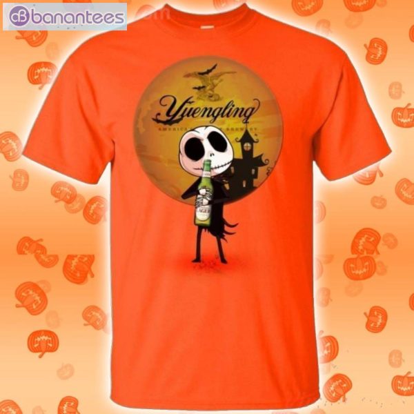 Jack Skellington Hold Yuengling Lager Beer Halloween T-Shirt Product Photo 2