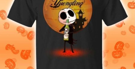 Jack Skellington Hold Yuengling Lager Beer Halloween T-Shirt