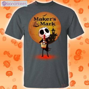 Jack Skellington Holding Maker's Mark Bourbon Whisky Halloween T-Shirt Product Photo 2