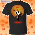 Jack Skellington Holding Seagram's 7 Crown Whisky Halloween T-Shirt Product Photo 1