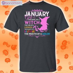 January Girl The Soul Of A Witch The Heart Of A Hippie Halloween T-Shirt Product Photo 2