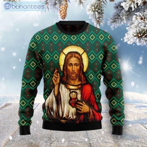 Jesus Christmas Wool Knitting Pattern Ugly Sweater Product Photo 1