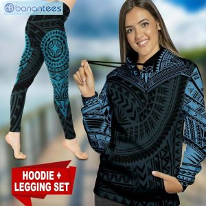 Maori Blue And Black Unique 3D Printed Leggings Hoodie Set Product Photo 1