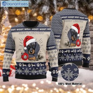 Merry Christmas Dachshund Woof Christmas Ugly Sweater Product Photo 1