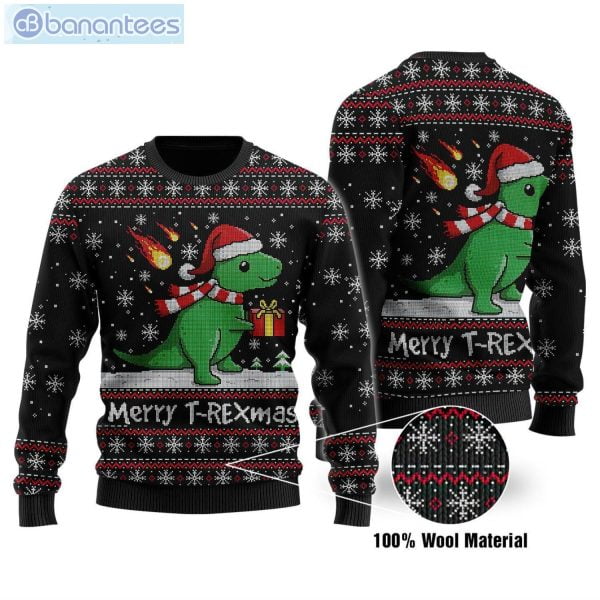 Merry T-Rexmas Christmas Ugly Sweater Product Photo 1