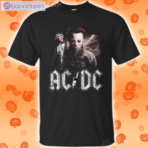 Michael Myers And Acdc Band Funny Halloween T-Shirt Product Photo 1