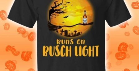 My Broomstick Runs On Busch Light Funny Beer Halloween T-Shirt
