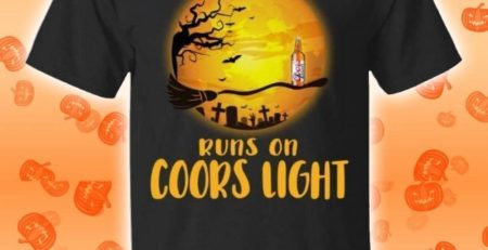My Broomstick Runs On Coors Light Funny Beer Halloween T-Shirt