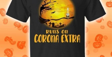 My Broomstick Runs On Corona Extra Funny Beer Halloween T-Shirt