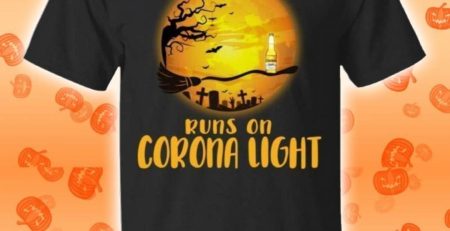 My Broomstick Runs On Corona Light Funny Beer Halloween T-Shirt