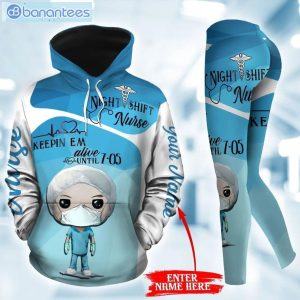 Nurse Personalized Blue And White Unique 3D Printed Leggings Hoodie Set Product Photo 1