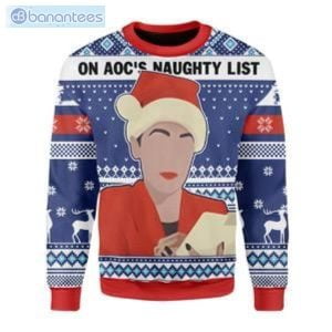 On Aoc's Naughty List Ugly Christmas Sweater Product Photo 1