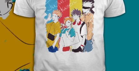 T-Shirt Printed With Anime Jujutsu Kaisen Battle Spells