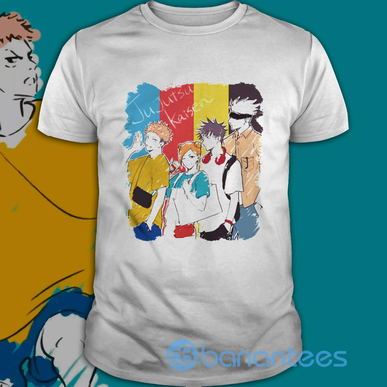 T-Shirt Printed With Anime Jujutsu Kaisen Battle Spells