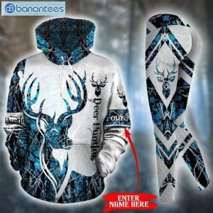 Personalized Deer Hunting Blue And White Unique 3D Combo Hoodie And Leggings Product Photo 1