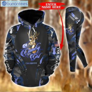 Personalized Deer Hunting Camo Blue Unique 3D Hoodie And Leggings Set Product Photo 1
