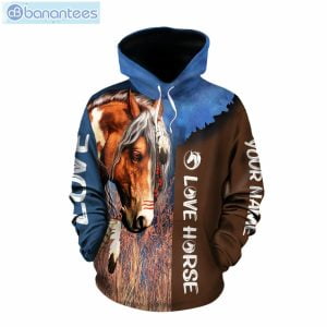 Personalized Horse Farm Blue And Brown Unique 3D Printed Leggings Hoodie Set Product Photo 2