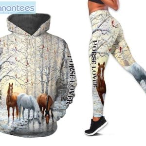 Personalized Horses By The Lake And Winter Combo 3D Hoodie And Leggings Set Product Photo 1