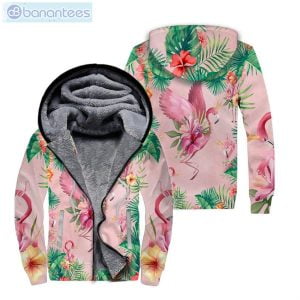 Pink Flamingo Tropical All Over Print Fleece Zip Hoodieproduct photo 1