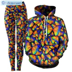 Rainbow Butterfly Pattern Hoodie And Leggings Combo Product Photo 2