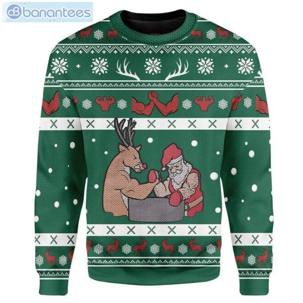Reindeer And Santa Christmas Ugly Sweater Product Photo 1