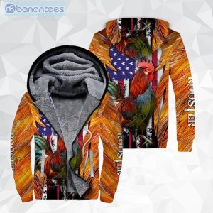 Rooster American Flag Farm All Over Print Fleece Zip Hoodieproduct photo 1