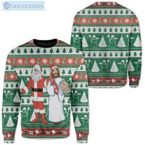 Santa And Jesus Ugly Christmas Sweater Product Photo 1