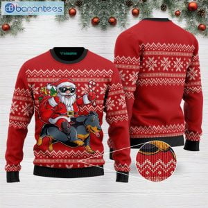Santa Riding Dachshund Ugly Christmas Sweater Product Photo 1
