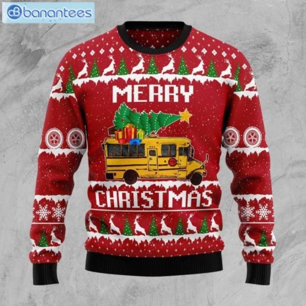 School Bus Christmas Ugly Sweater Product Photo 1