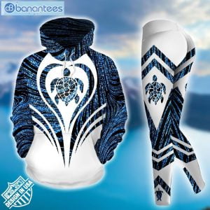 Sea Turtle Blue And White 3D Printed Sublimation Leggings Hoodie Set Product Photo 2