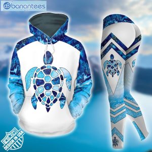 Sea Turtle Blue And White High Quality Design 3D Printed Leggings Hoodie Set Product Photo 2