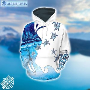Sea Turtle Blue And White Popular Design 3D Printed Leggings Hoodie Set Product Photo 1