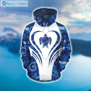 Sea Turtle Navy And White Good Quality Design 3D Printed Leggings Hoodie Set Product Photo 1