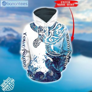 Sea Turtle Personalized Blue And White Best Design 3D Printed Leggings Hoodie Set Product Photo 1