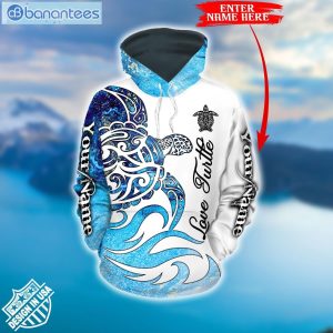 Sea Turtle Personalized Blue And White Popular Design 3D Printed Leggings Hoodie Set Product Photo 1