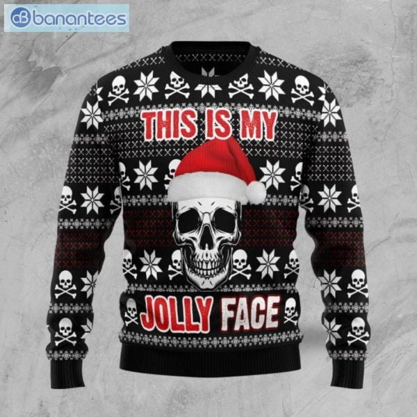 Skull Jolly Face Christmas Ugly Sweater Product Photo 1