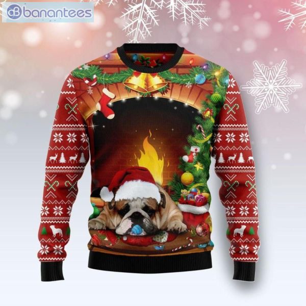 Sleeping Bulldog Christmas Ugly Sweater Product Photo 1