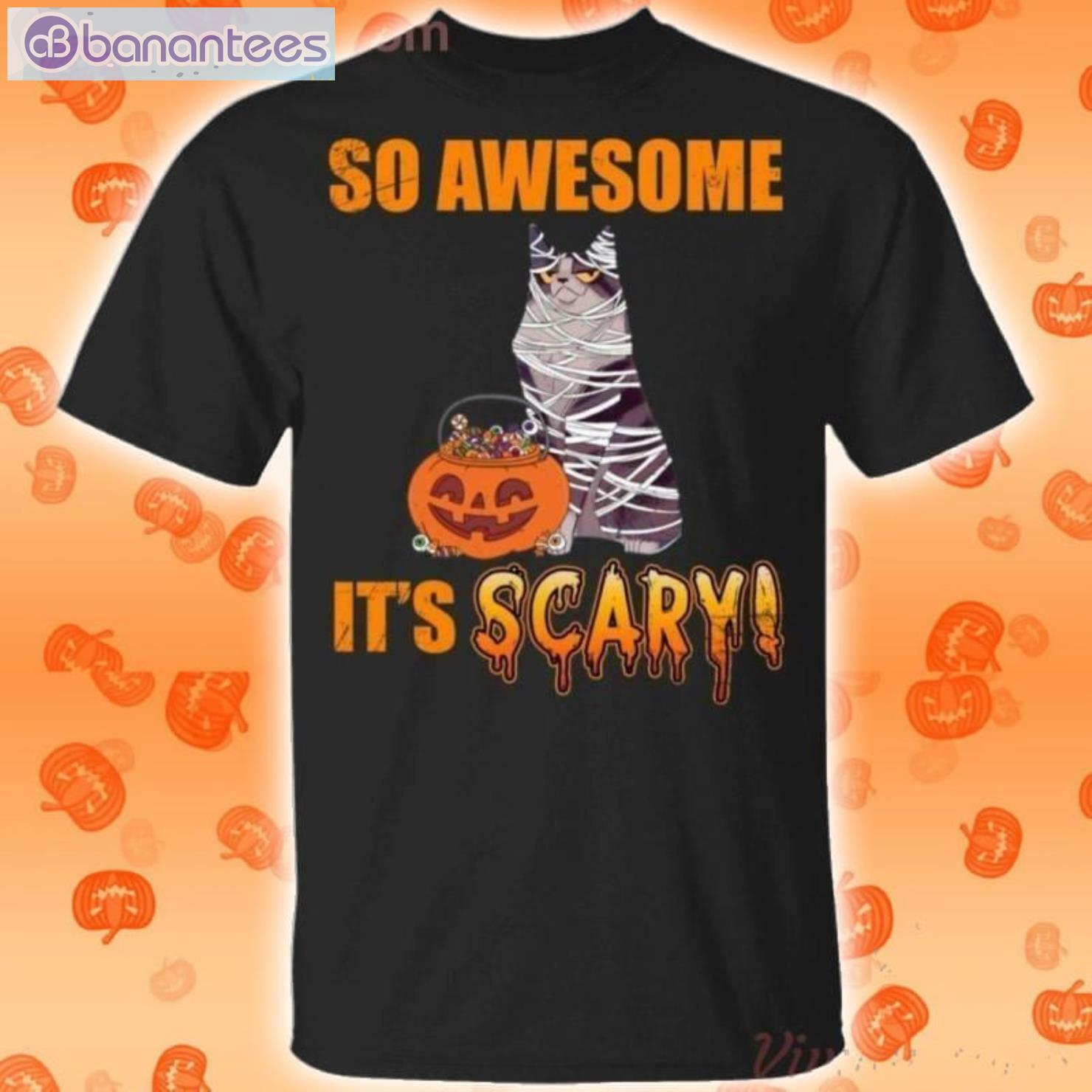 So Awesome It’s Scary Mummy Chartreux Cat Halloween Funny T-Shirt