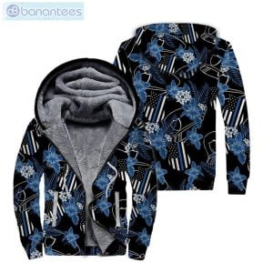 Thin Blue Line Police Tropical All Over Print Fleece Zip Hoodieproduct photo 1