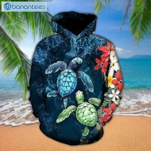 Turtle Flower Hawaii Blue Unique 3D Printed Leggings Hoodie Set Product Photo 1
