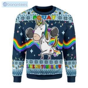 Unicorn Squat Like No Tomorrow Ugly Christmas Sweater Product Photo 1