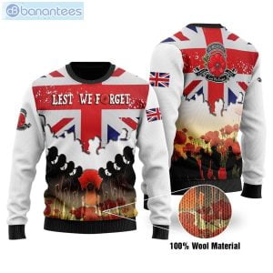 United Kingdom Veterans Lest We Forget Christmas Ugly Sweater Product Photo 1