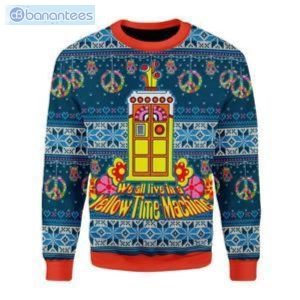 We All Live In A Yellow Time Machine Ugly Christmas Sweater Product Photo 1